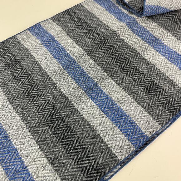 Club Room Striped Chevron 100% Silk Scarf with Fringe - Picture 4 of 4